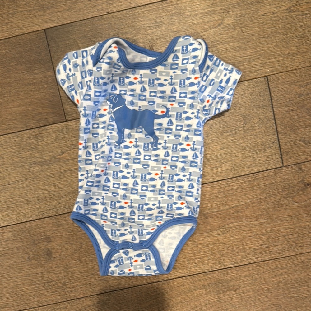 Black Dog‎ Baby Martha Vineyard Blue Bodysuit with Playful Design 6 Months